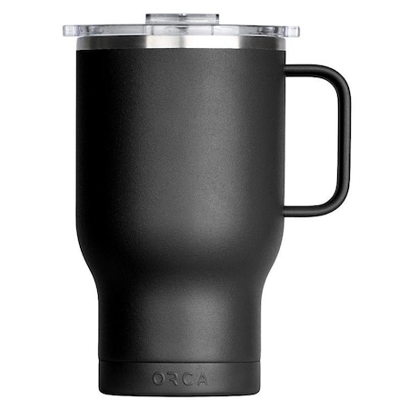 Orca Traveler Series Coffee Mug, 24 oz Capacity, Whale Tail Flip Lid, Stainless Steel, Black, Insulated TR24BK